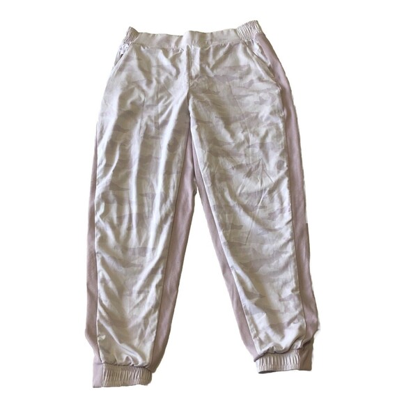 Athleta Brooklyn Lined Jogger Pants Shasta Purple Camo Print Pockets  Size 10 - Picture 1 of 16